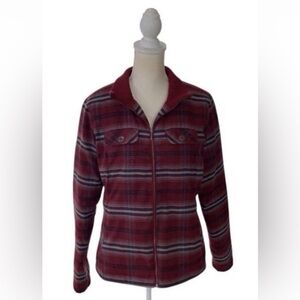 Prana Red and Gray Striped Bomber Jacket